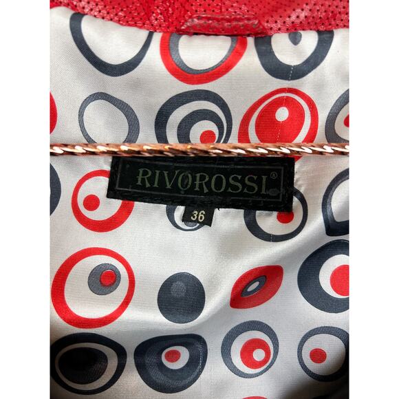 Rivorossi Genuine Leather Wide Sleeve Two Tone Jacket - Picture 10 of 11